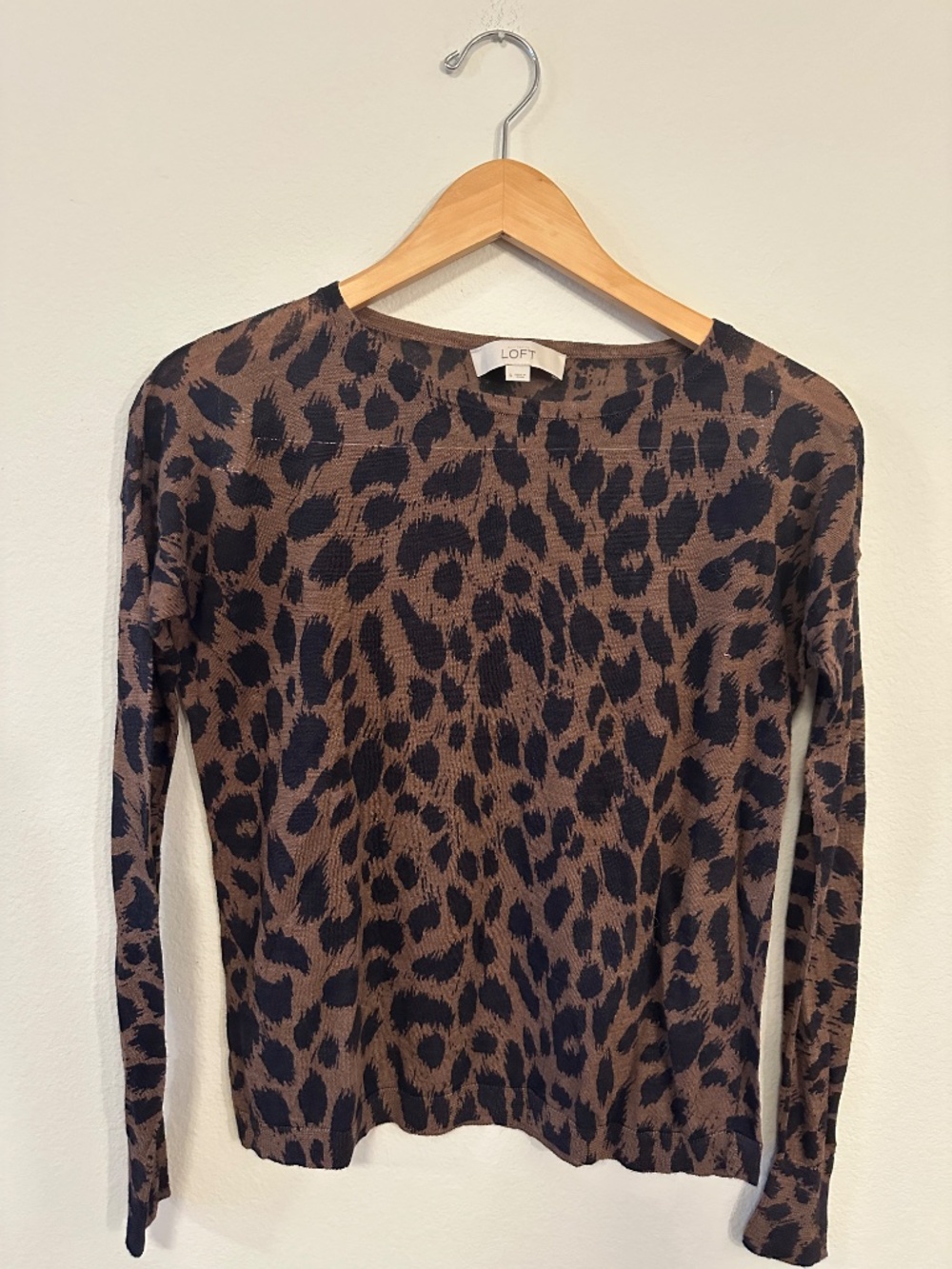 LOFT Leopard Print Ramie Rayon Lightweight Sweater Women's S